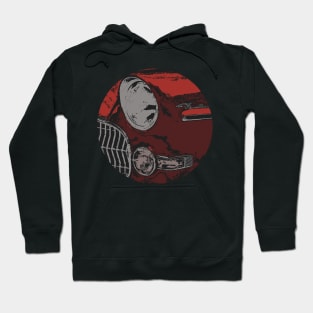 Retro Red Car Bumper And Headlights  - in a circle Hoodie